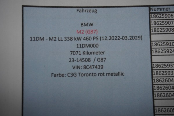 Motor y Transmisión BMW M2 M3 M4 G87 G80 G81 G82 S58B30A 7071 km