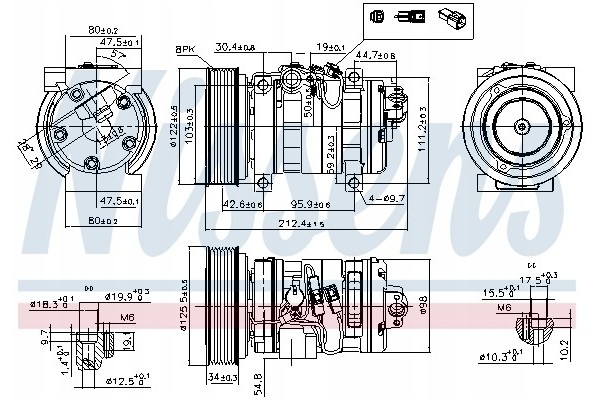 Compressor air conditioning NISSENS 89609 Part manufacturer Nissens