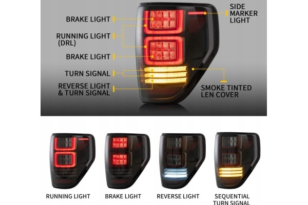 Tail Lights Set Vland Full LED Tuning Smoke Ford F150 F 150 XII mk 12 2008 14 Quality of parts according to GVO P replacement wi