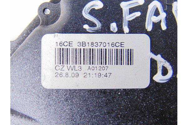 3B1837016  CERRADURA PUERTA DELANTERA DERECHA SKODA FABIA (5J2) Active 2009 3B1837016 190453 SKODA - 4