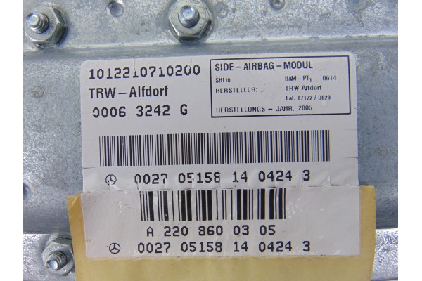 A2208600305 AIRBAG LATERAL TRASERO IZQUIERDO MERCEDES-BENZ CLASE S (BM 220) BERLINA
