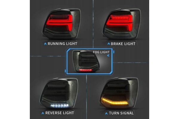 Vland Full LED Neon Tail Lights Smoked VW Polo V 5 6R 6R0 2009 2017 Complete Set EAN GTIN 8434657246337