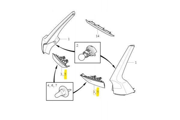 Lamp right for tailgate Volvo Catalog number of the part 32293884