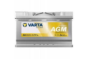 VARTA 80Ah 800A Silver Dynamic A6 AGM P 12V Battery 315x175x190mm 2026r Part manufacturer Varta