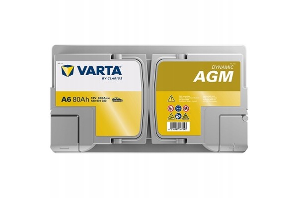 VARTA 80Ah 800A Silver Dynamic A6 AGM P 12V Battery 315x175x190mm 2026r Model A6