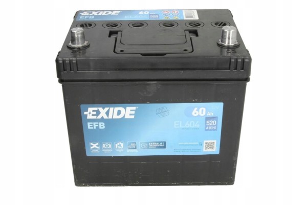 Battery Exide EFB 60Ah 520A EL604 START STOP P NO OLD SENTENCE Inrush current EN 520 A