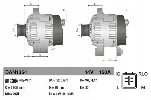 ALTERNATOR DAN1354 DENSO