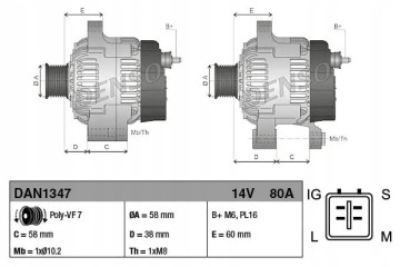 ALTERNATOR 80A DAN1347 DENSO TOYOTA Packaging status original