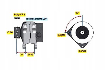 ALTERNATOR VW PASSAT 1 9TDI 96 00 A4 1 9TDI 00 BOSCH Catalog number of the part 0 986 040 350