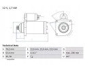 Starter motor 12V 1 7kW AUDI A1 A3 SEAT ALTEA A Part manufacturer Bosch