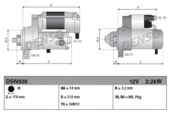 Starter DENSO DSN928 Car type cargo vans passenger cars