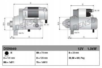 STARTER DSN949 DENSO TOYOTA COROLLA YARIS E15 Part manufacturer Denso