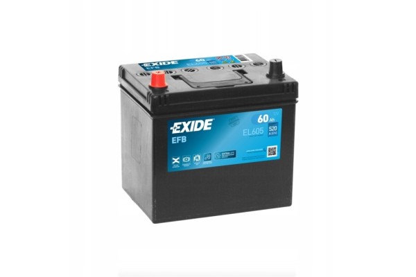 Battery Exide EFB 60Ah 520A EL605 START STOP L