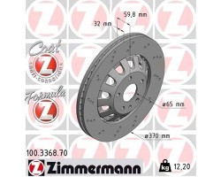ZIMMERMANN 100 3368 70 BRAKE DISC FRONT AUDI A3 RS3 1 PIECE