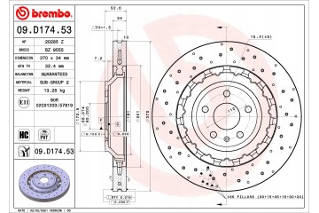 Brembo 09 D174 53 Brake disc Catalog number of the part 09 D174 53
