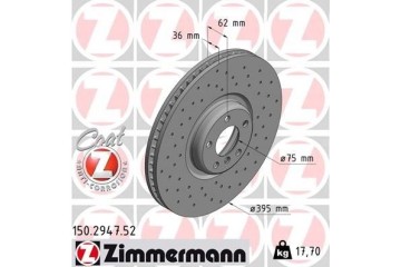 Zimmermann 150 2947 52 Brake disc front LEFT BMW X5 X6 1 PIECE Catalog number of the part 150 2947 52
