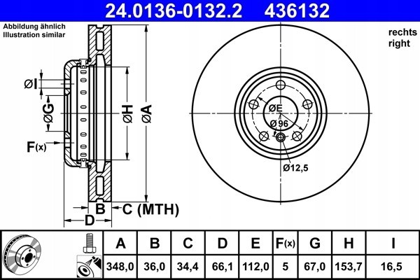 Brake disc ATE 24 0136 0132 2 Number of discs offered 1