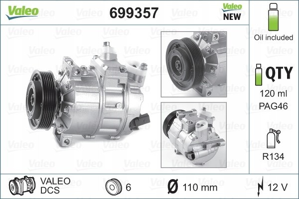 VALEO 699357 air conditioning compressor Part manufacturer Valeo