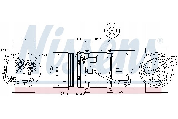 Compressor air conditioning NISSENS 89069 Part manufacturer Nissens