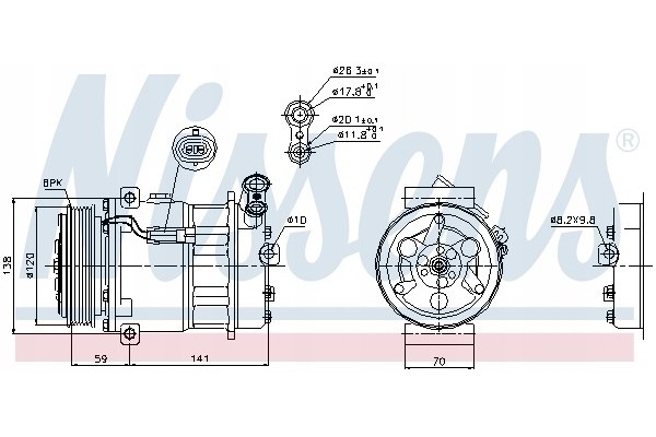 Compressor air conditioning NISSENS 89124 Part manufacturer Nissens