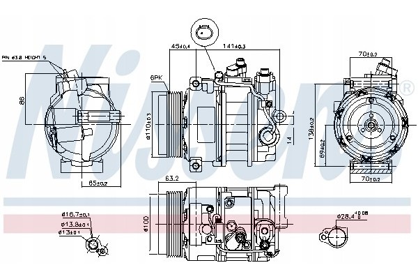 Compressor air conditioning NISSENS 890634 Part manufacturer Nissens
