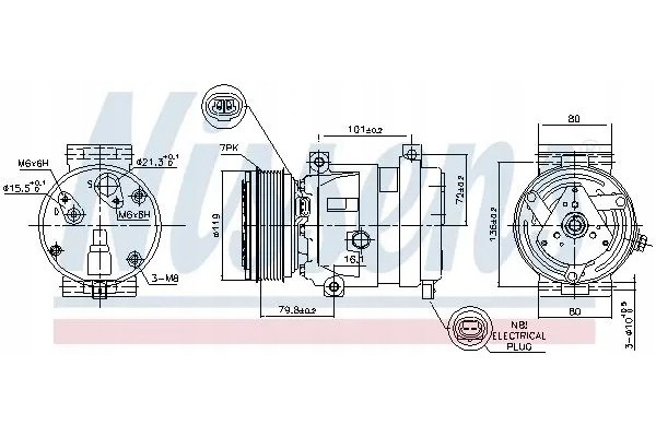 COMPRESSOR AIR CONDITIONING COMPRESSOR 89267 NISSENS Catalog number of the original RENAULT 1140078 RENAULT 7711368188 RENAULT 8