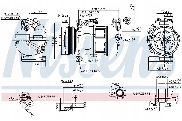 Compressor air conditioning NISSENS 890062 Part manufacturer Nissens