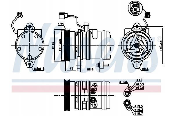 Compressor air conditioning NISSENS 89272 Part manufacturer Nissens