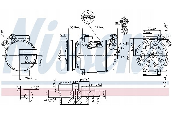 Compressor air conditioning NISSENS 89308 Part manufacturer Nissens