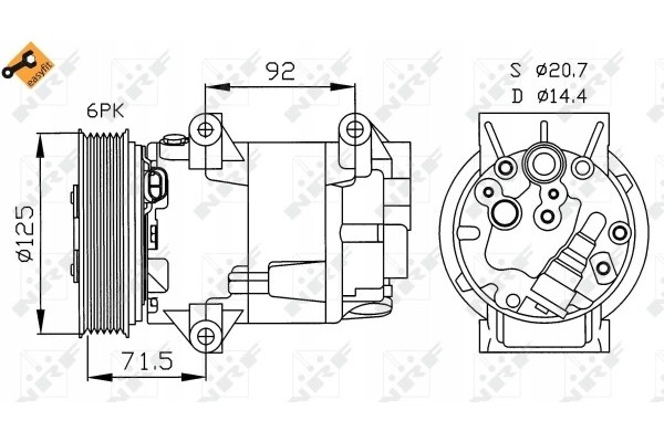 NRF 32208 air conditioning compressor Catalog number of the original NISSAN 2763000Q1E NISSAN 2763000Q2M NISSAN 92600BN701 RENAU