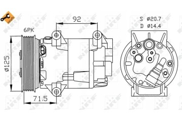 NRF 32208 air conditioning compressor Catalog number of the original NISSAN 2763000Q1E NISSAN 2763000Q2M NISSAN 92600BN701 RENAU