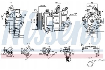 Compressor air conditioning NISSENS 890893 Part manufacturer Nissens