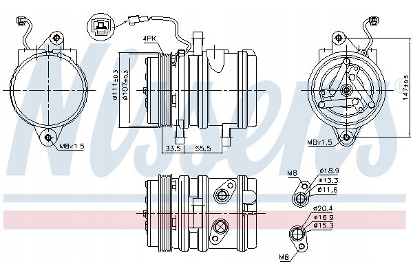 Compressor air conditioning NISSENS 89275 Part manufacturer Nissens