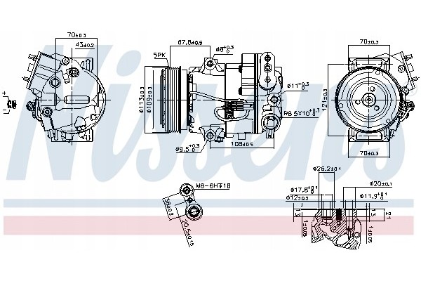 Compressor air conditioning NISSENS 890266 Part manufacturer Nissens