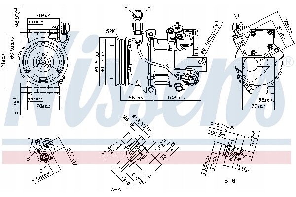 Compressor air conditioning NISSENS 890077 Part manufacturer Nissens