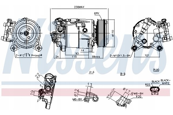 Compressor air conditioning NISSENS 891019 Part manufacturer Nissens