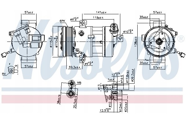 Compressor air conditioning NISSENS 890667 Part manufacturer Nissens