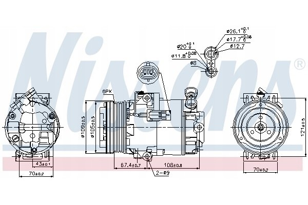 Compressor air conditioning NISSENS 89222 Part manufacturer Nissens