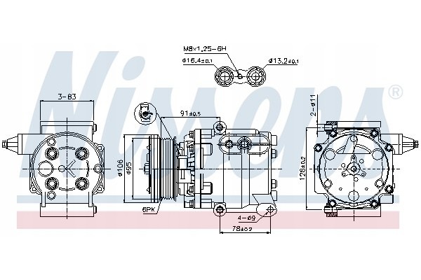 Compressor air conditioning NISSENS 89358 Part manufacturer Nissens