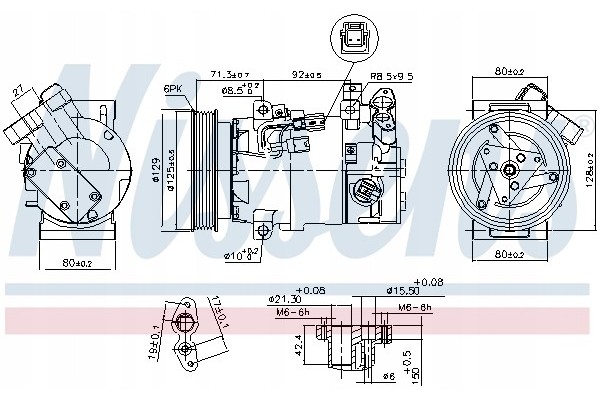 Compressor air conditioning NISSENS 890586 Part manufacturer Nissens