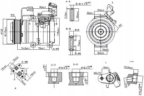AIR CONDITIONING COMPRESSOR HONDA ACCORD 04 08 2 2CDTi Catalog number of the original HONDA 38810RBDE11 HONDA 38810RBEE11 HONDA 