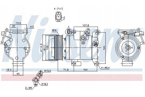 Compressor air conditioning NISSENS 890045 Part manufacturer Nissens