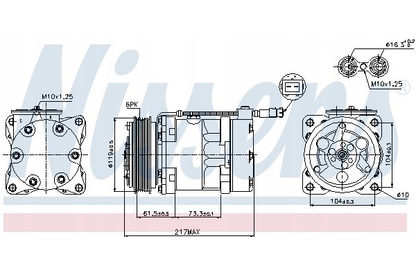 Compressor air conditioning NISSENS 89056 Part manufacturer Nissens