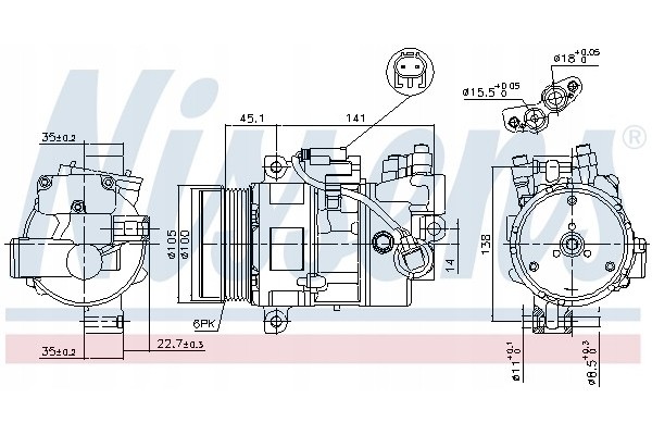 Compressor air conditioning NISSENS 89043 Part manufacturer Nissens