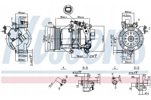 Compressor air conditioning NISSENS 89554 Part manufacturer Nissens