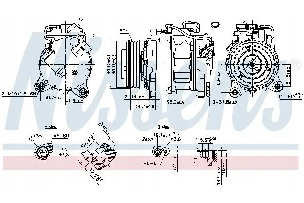 AIR CONDITIONING COMPRESSOR 890622 NISSENS Catalog number of the original BMW 64506805025 BMW 64529216467 BMW 64529396722 BMW 68