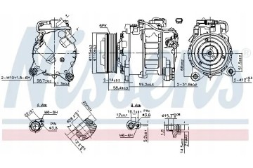 AIR CONDITIONING COMPRESSOR 890622 NISSENS Catalog number of the original BMW 64506805025 BMW 64529216467 BMW 64529396722 BMW 68