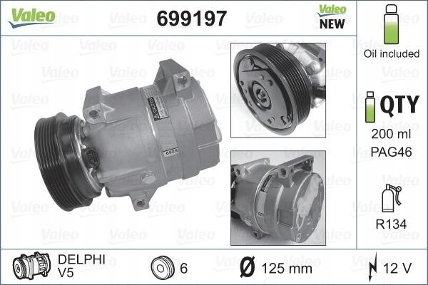 VALEO 699197 air conditioning compressor Part manufacturer Valeo