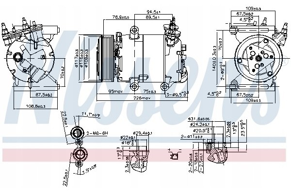 Compressor air conditioning NISSENS 89571 Part manufacturer Nissens