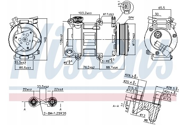 Compressor air conditioning NISSENS 89327 Part manufacturer Nissens